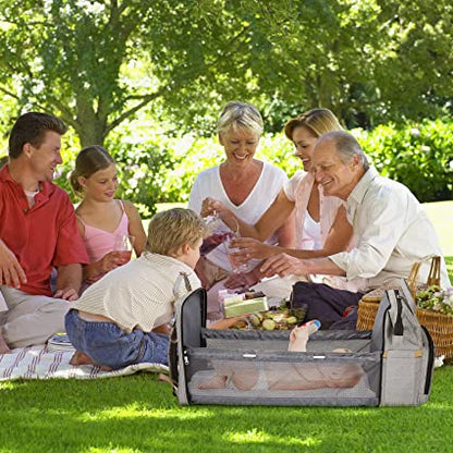 BabyNest - multifunksjonell reiseveske med bærbar stelleplass
