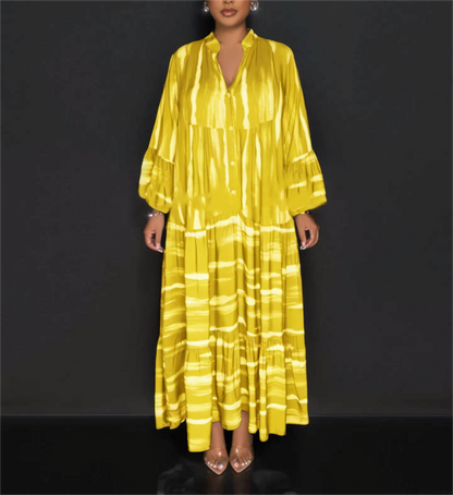 Ava - Abaya Kjole Med Uformelt Trykk Med Lange Ermer