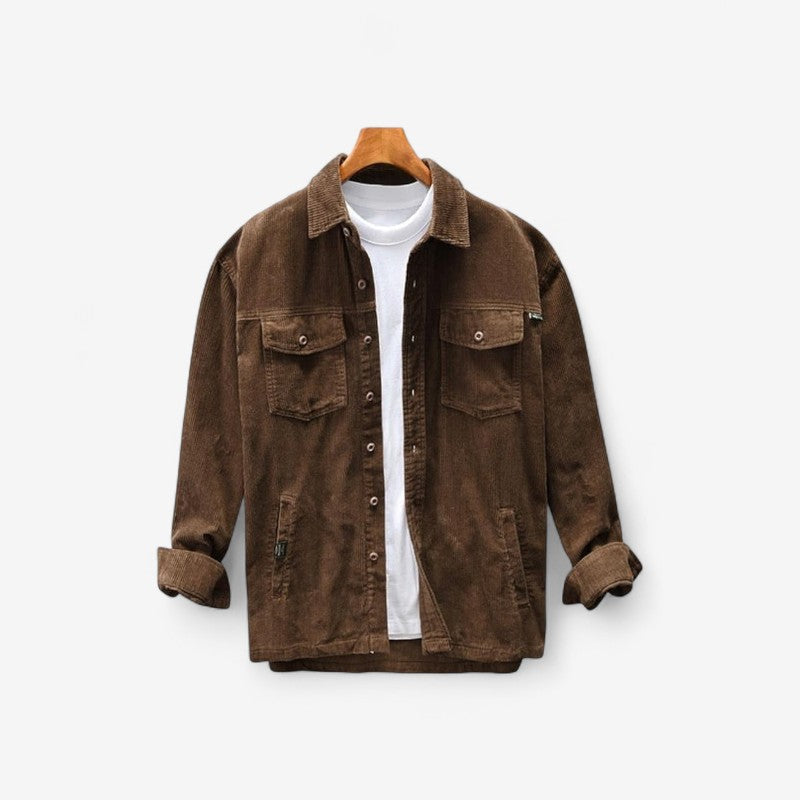 Espen – Langermet Skjortejakke med Nedbrettet Krage og Knappelukking