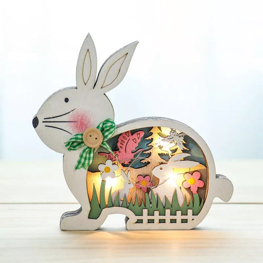 LumiHare - Opplyste Påskeharefigurer med Intrikat Utskjæringsdesign