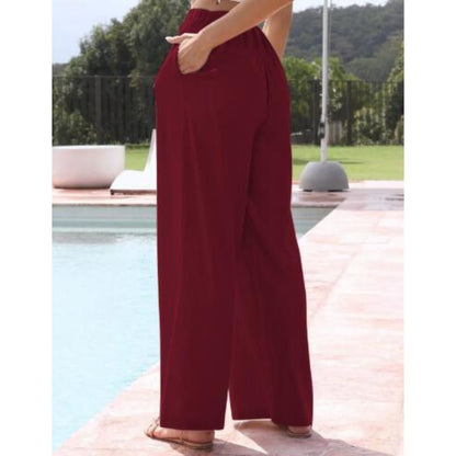 Eleanor – Stilig avslappet bukse med vidde ben med justerbar midje og praktiske sidelommer