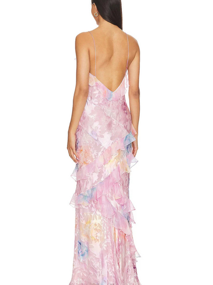 Isla – Gulvlengde kjole med flagrende skjørt og innsvinget midje