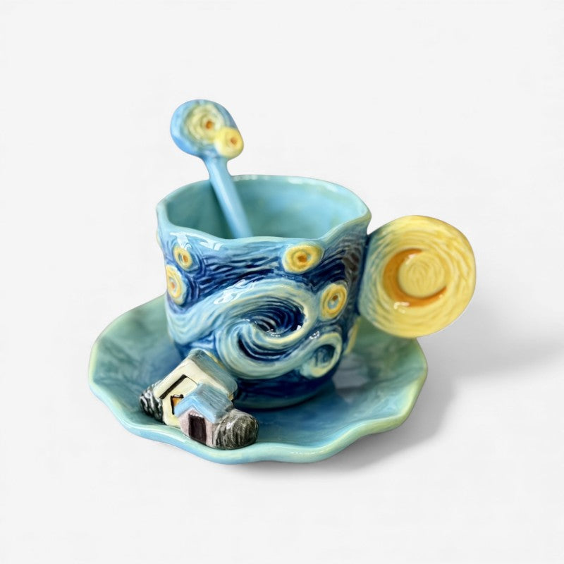 ArtSip – Keramikkkopp med håndlaget blomstermønster