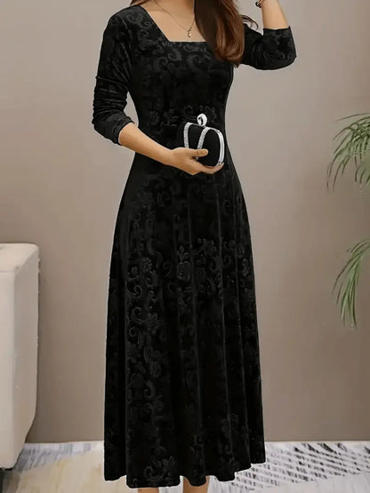 Isabella - Kjole med blomstermønster og firkantet hals