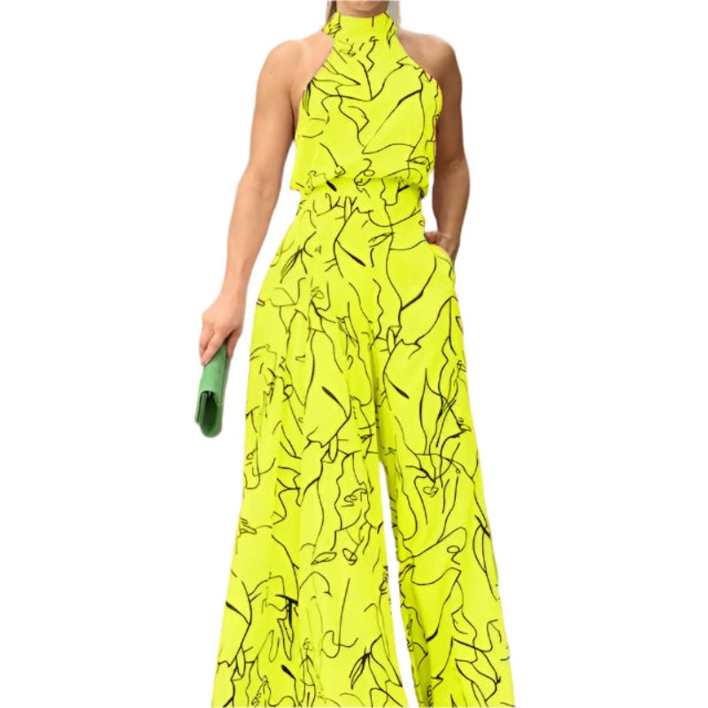 Rylee - Halterhals  Jumpsuit med med Tie-back detaljer og Bred benutforming