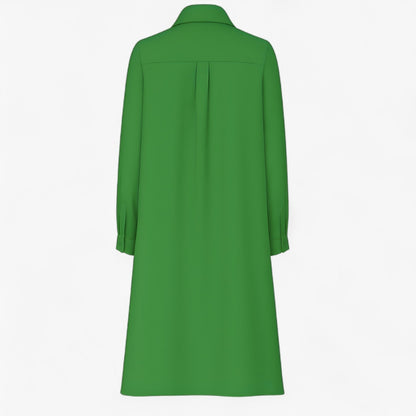 Nora - Skjortekjole med knapp foran med lange ermer og sidelommer