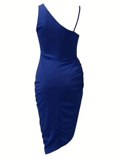 Abigail - Asymmetrisk cocktailkjole med én skulder og paljettoverdel