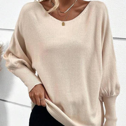 Anna - Avslappet genser med rund hals og lange ermer