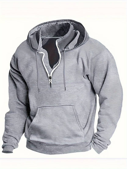 Henrik – Koselig Langermet Half-Zip Hoodie Med Framlommer