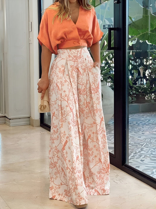 Ava – Stilig todelt sett med cropped topp og bukser med vidde ben