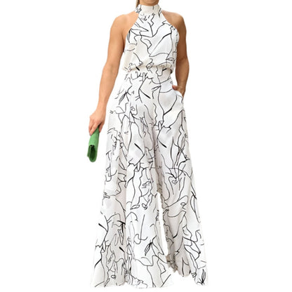 Rylee - Halterhals  Jumpsuit med med Tie-back detaljer og Bred benutforming