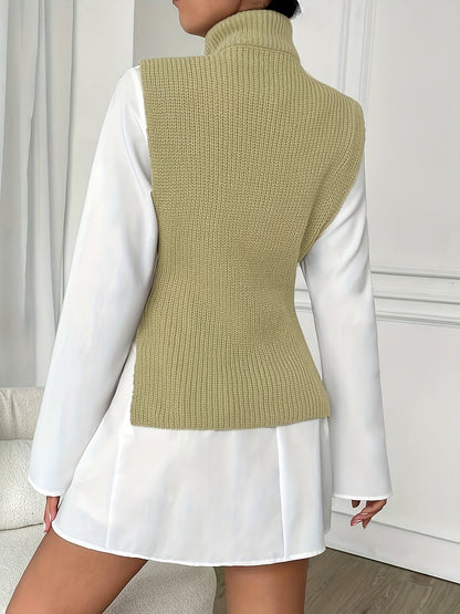 Allison - Ermeløs genser med rund hals og beltedetaljer