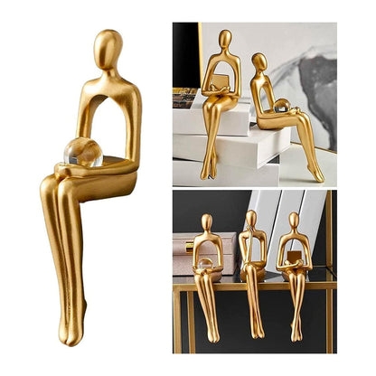 GoldenVibe - Abstrakt tenker gyllen statue for hjemmedekorasjon