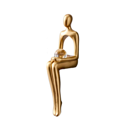 GoldenVibe - Abstrakt tenker gyllen statue for hjemmedekorasjon