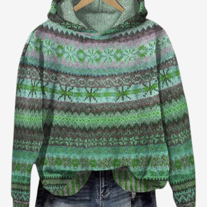 Anna – Løs Hettegenser med Trykt Design