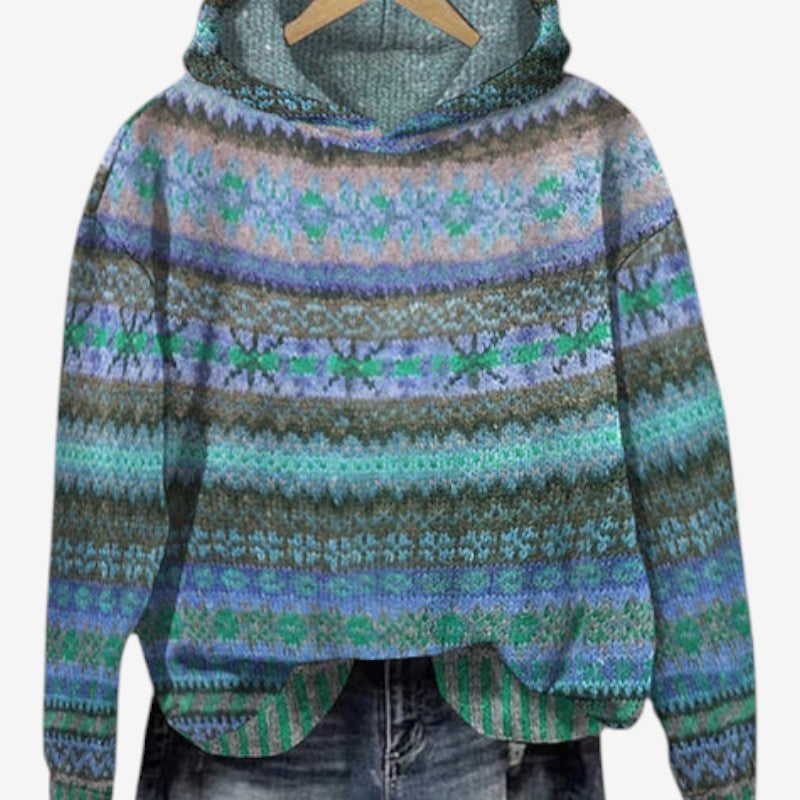 Anna – Løs Hettegenser med Trykt Design