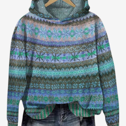 Anna – Løs Hettegenser med Trykt Design