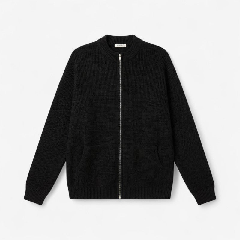Elvia – Langermet Zip Cardigan med Sidelommer