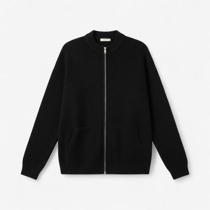 Elvia – Langermet Zip Cardigan med Sidelommer