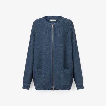 Elvia – Langermet Zip Cardigan med Sidelommer