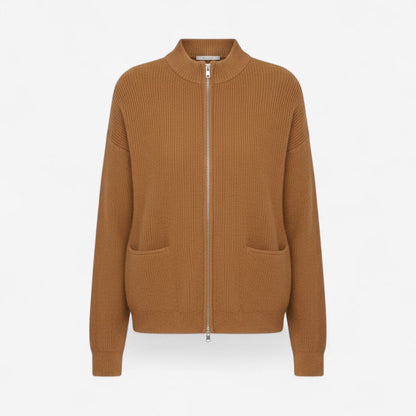 Elvia – Langermet Zip Cardigan med Sidelommer