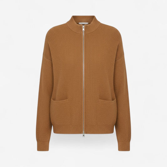 Elvia – Langermet Zip Cardigan med Sidelommer
