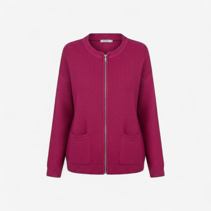 Elvia – Langermet Zip Cardigan med Sidelommer
