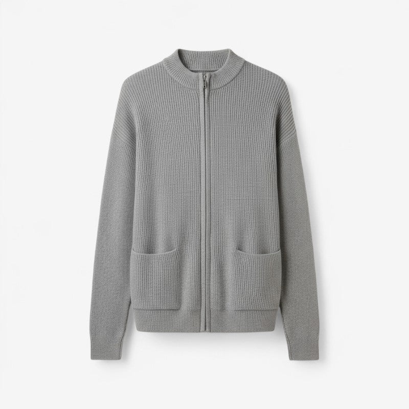 Elvia – Langermet Zip Cardigan med Sidelommer
