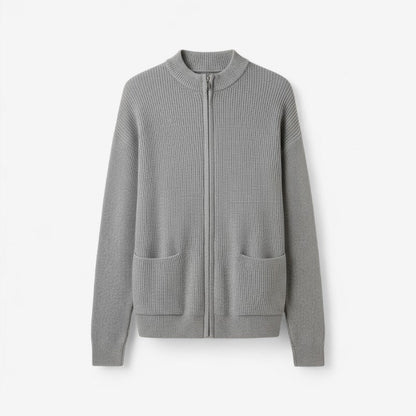 Elvia – Langermet Zip Cardigan med Sidelommer