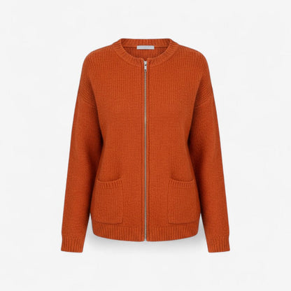 Elvia – Langermet Zip Cardigan med Sidelommer