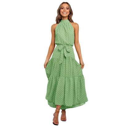 Elena – Moderne midikjole med halterneck og midjebelte