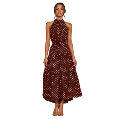 Elena – Moderne midikjole med halterneck og midjebelte