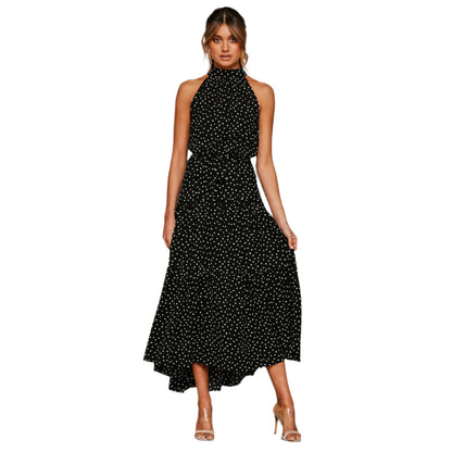 Elena – Moderne midikjole med halterneck og midjebelte