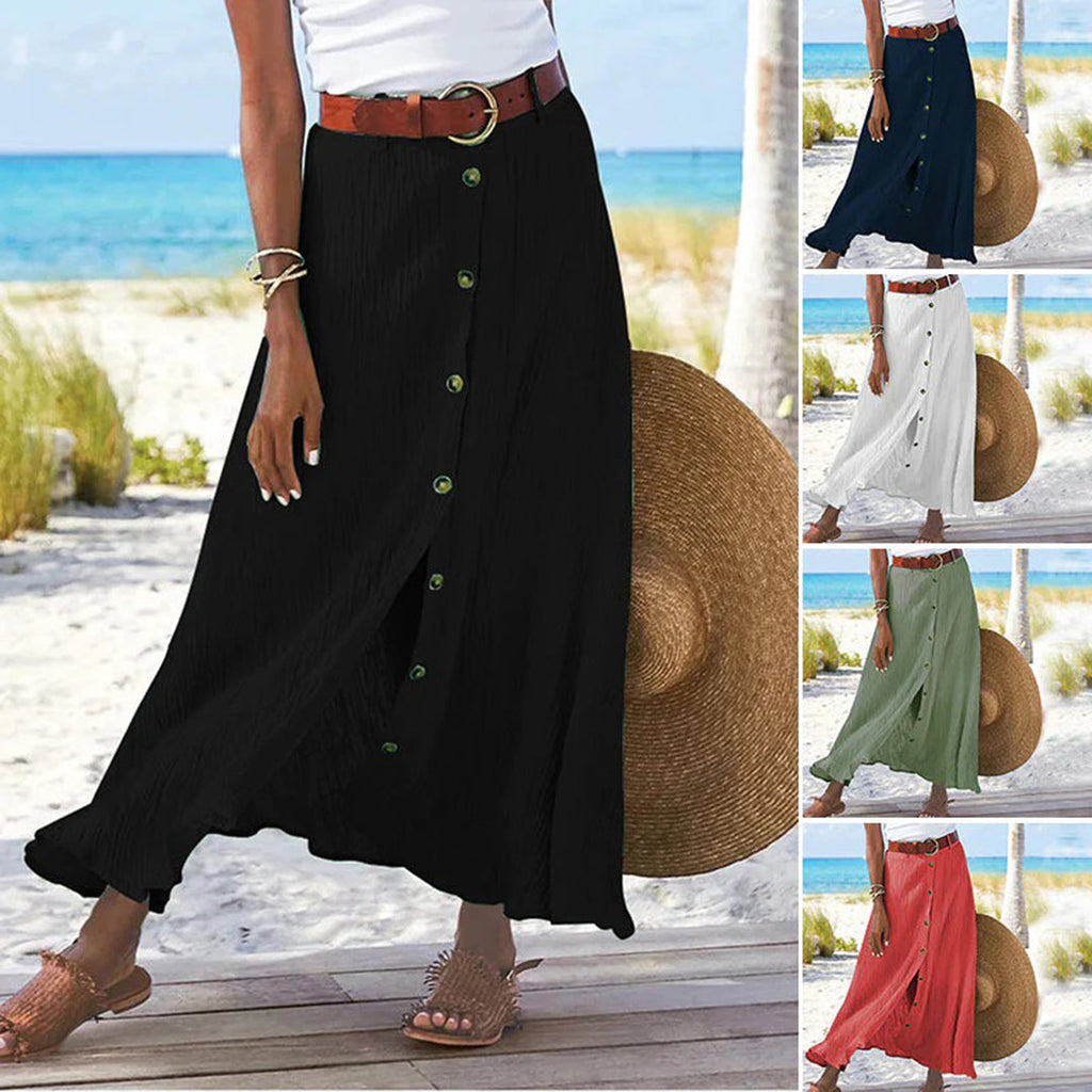 Olivia - Elegant Maxi Skjørt Med Knapp