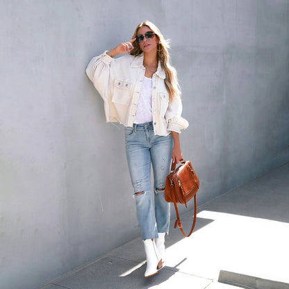 Isla - Rutete jakke med knappelukking