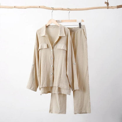 Vespera - Todelt Sett Med Lapelskjorte Og Bukser Med Rett Ben