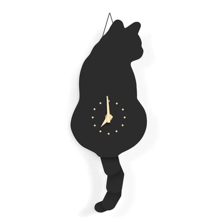 MeowMotion – Stille veggklokke med kattesilhuett og bevegelig halefunksjon