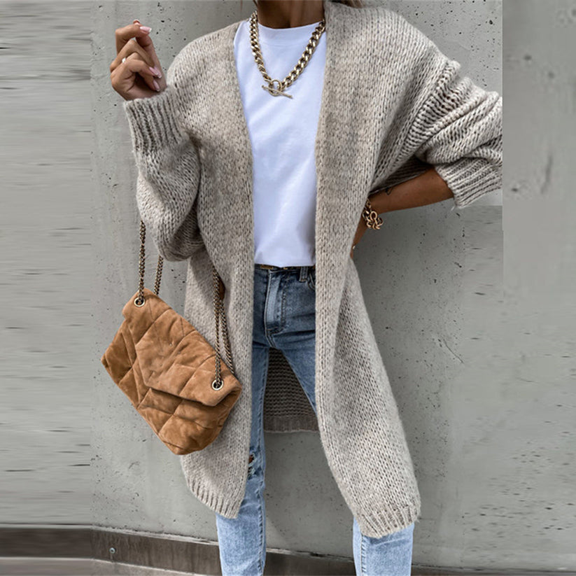 Hanna - Langermet Løs Strikket Cardigan for Komfort og Stil
