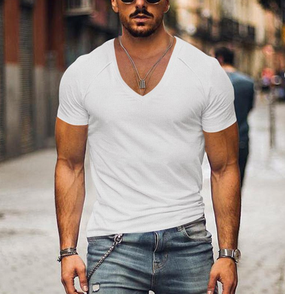 Alexander - V-hals T-skjorte med korte ermer for en uformell stil