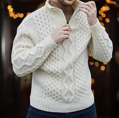 Carl - Langermet Høyhalset Genser med Halv Glidelås