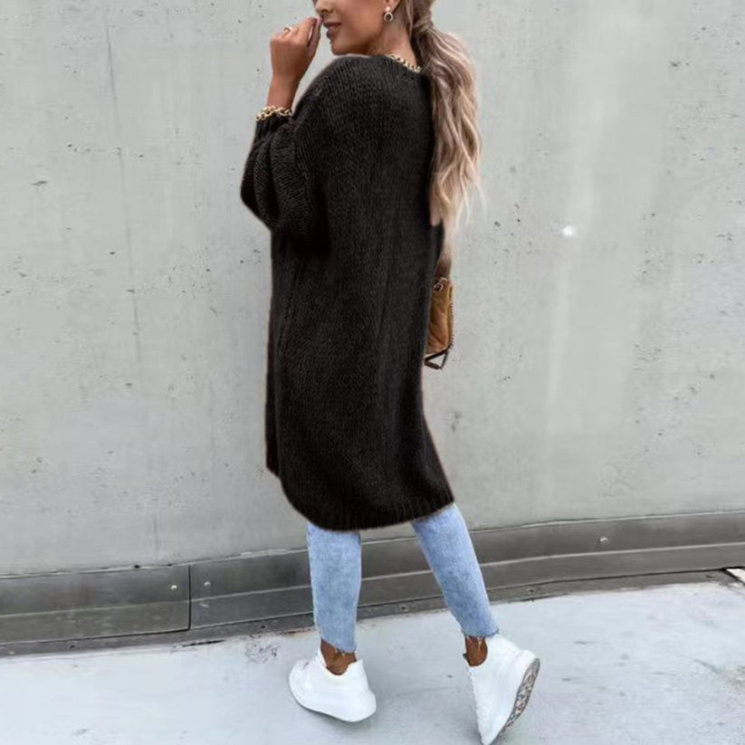 Hanna - Langermet Løs Strikket Cardigan for Komfort og Stil