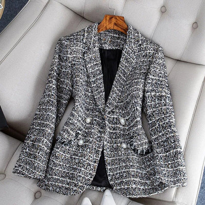 Frida – Skreddersydd tweed-blazer med ett-knappsdesign