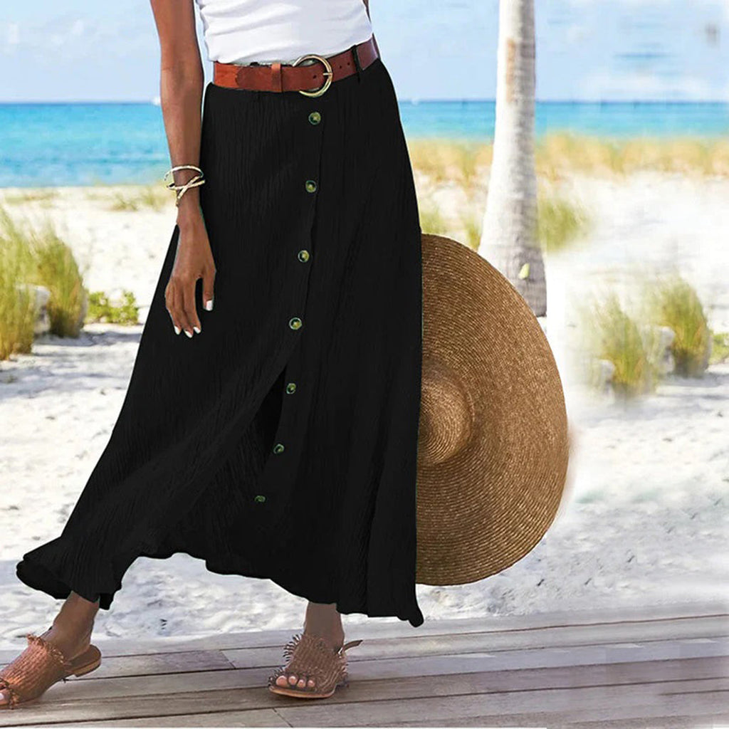Olivia - Elegant Maxi Skjørt Med Knapp