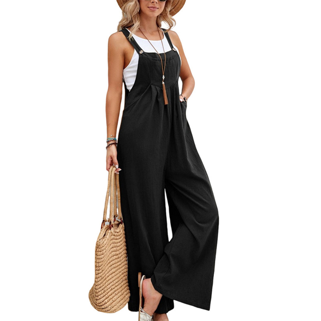 Mia - Jumpsuit med bred passform med justerbare stropper og brede ben