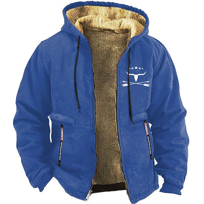 Franz - Langermet fleeceforet jakke med glidelås og hette