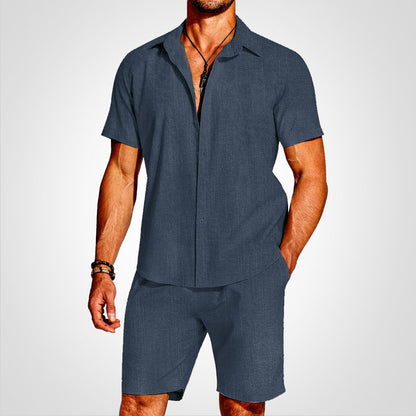 Breeze - 2-delt sett med skjorte med krage og matchende shorts for en raffinert