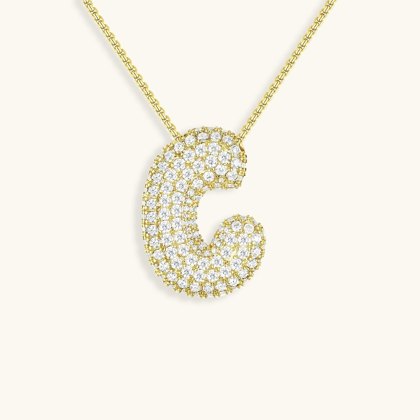 Luna - Fasjonabelt kjede med bobleinitialer og diamantinspirert design