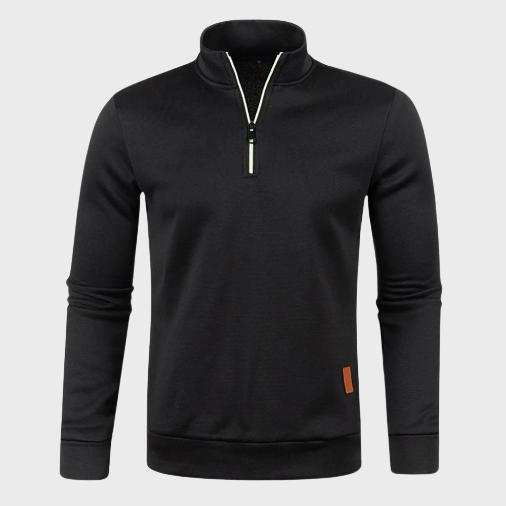 Kevin - Koselig sweatshirt med høy krage og logolapp