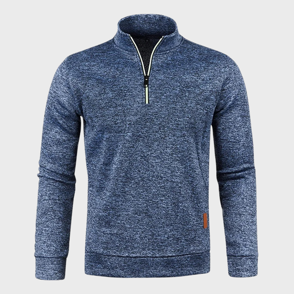 Kevin - Koselig sweatshirt med høy krage og logolapp