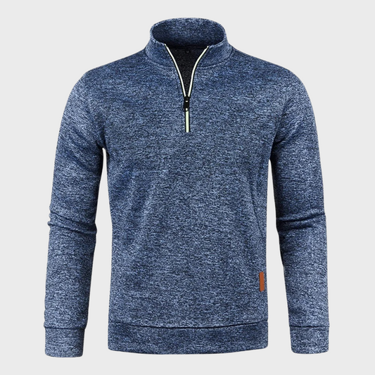 Kevin - Koselig sweatshirt med høy krage og logolapp